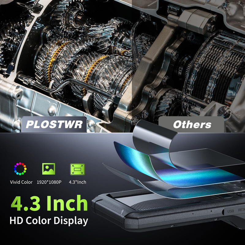 [Australia - AusPower] - Endoscope Camera with Light, 4.3" Inspection Camera, 1920P HD Borescope Camera with 8 LED Lights, IP67 Waterproof Snake Sewer Camera, 16.4FT Semi-Rigid Cord Drain Pipe Camera Cool Gadgets Tool green 