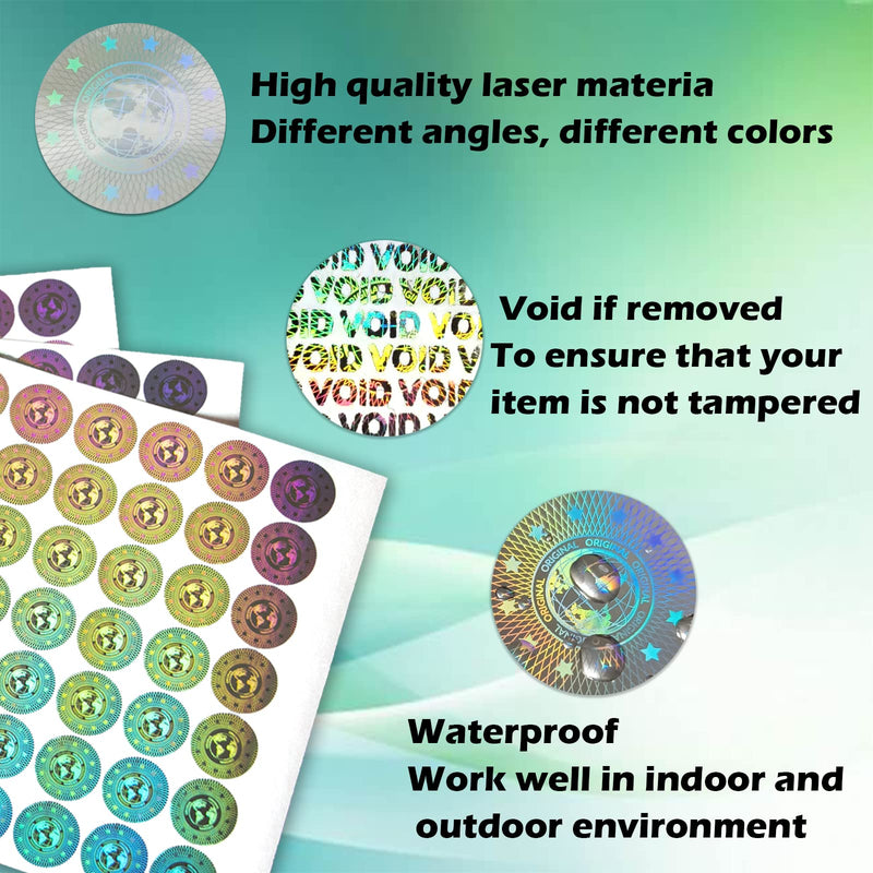 380pcs Hologram Tamper Proof Security Labels - Warranty Void Stickers, Tamper Evident Seal, Holographic Round Stickers (0.8inch, Silver, GQYH) 2-380pcs