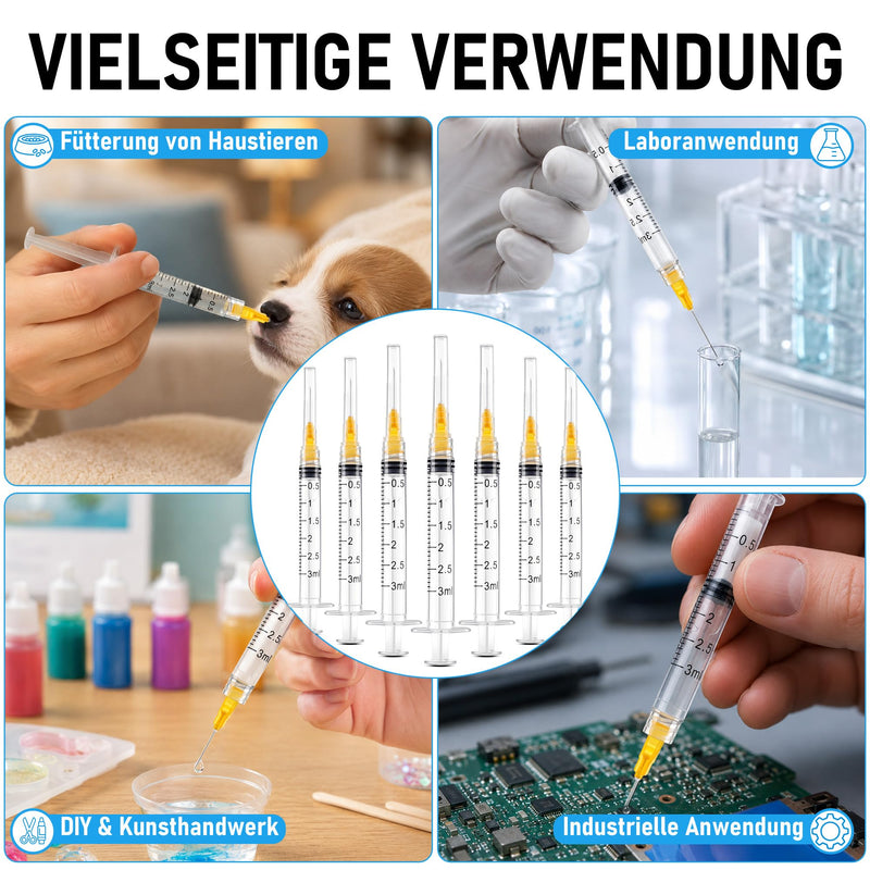 Pack of 100 3 ml/cc Plastic Tubes with Scale, Precise Liquid Dosage, Transparent Design, 25g × 16 mm, for General Applications | Transparent measuring tubes for ink, glue, oil, resin, laboratory, DIY, crafts 25g-16mm