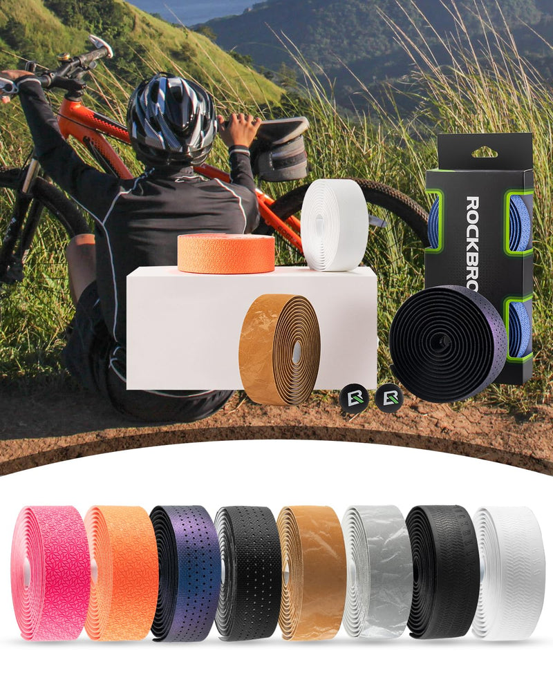 ROCKBROS EVA Road Bike Handlebar Tape Bicycle Bar Tape with Multiple Colors Cycling Handle Wraps for Better Grip-2 Rolls Sanded Embossing1