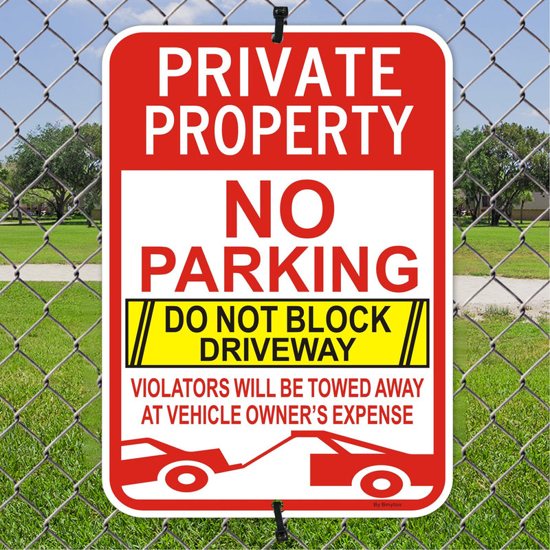 2Pack Large Private Property No Parking Do Not Block Driveway Signs, Violators Will Be Towed Away at Vehicle Owner's Expense, 18" x 12" Reflective Aluminum, Durable Ink, Easy to Install 18"X12" - 2 Pack