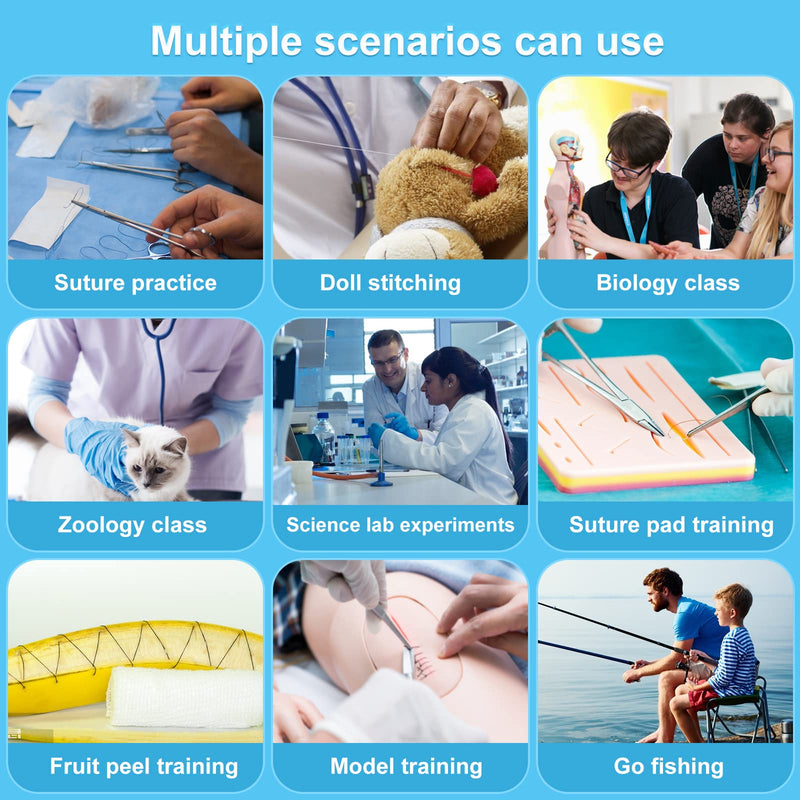 [Australia - AusPower] - 32 Packs Sutures Thread with Needle,Mixed Sutures, Training Threads (Non-Absorbable: Nylon, Polyester, Polypropylene,Silk,4 Material) for Practicing Suturing can be Used for Suture Pads, Fruit peels 32P 