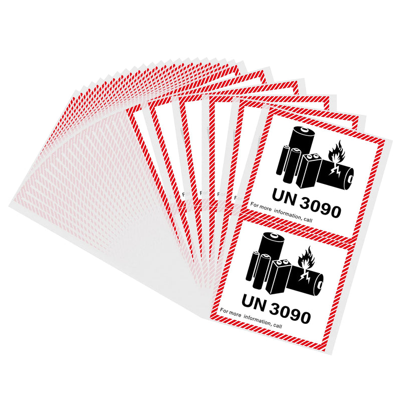 Hybsk 4.7" x 4.3" Lithium Ion Battery Transport Caution Warning Labels 50 Adhesive Stickers (UN3090) Un3090
