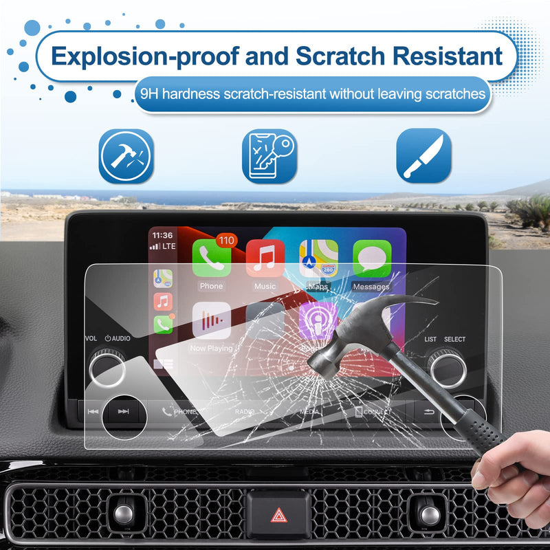 [Australia - AusPower] - 2022 2023 2024 Civic Screen Protector for Honda Civic (Sport/LX/EX/EX-L) 7-inch Touch Screen, 2022 2023 Civic Tempered Glass 2024 Civic Navigation Accessories HD Transparent Protective Film 