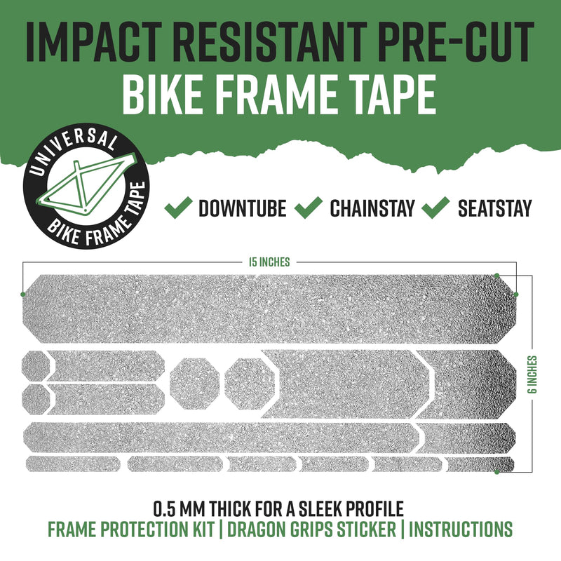 Dragon Grips Mountain Bike Frame Protection Tape, 20 Pcs MTB Frame Protection Film for Toptube, Downtube, Chainstay, Rear, Fits All Mountain Bikes, Waterproof Bicycle Decals Clear