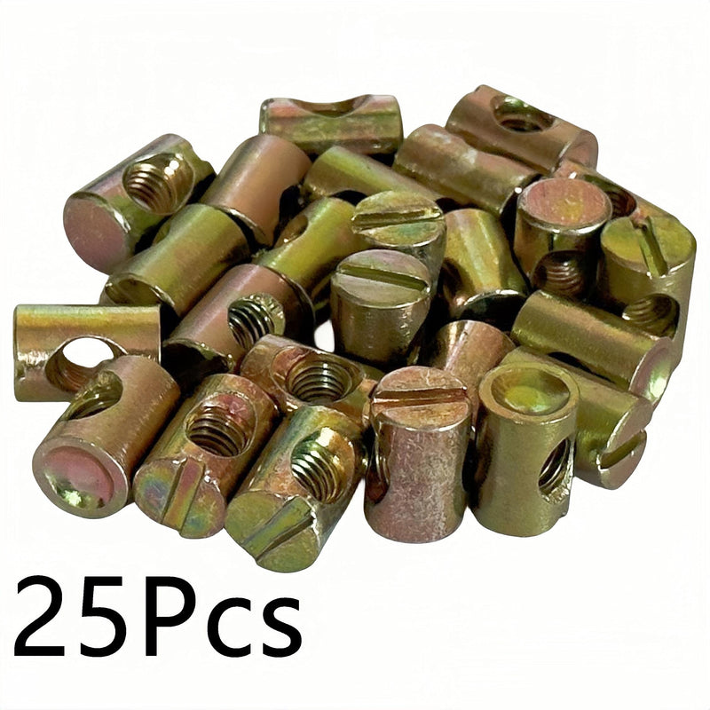 [Australia - AusPower] - M6 x 15mm Slotted Barrel Nuts Cross Dowel Slotted Nuts, 25Pcs M6 x 15mm 
