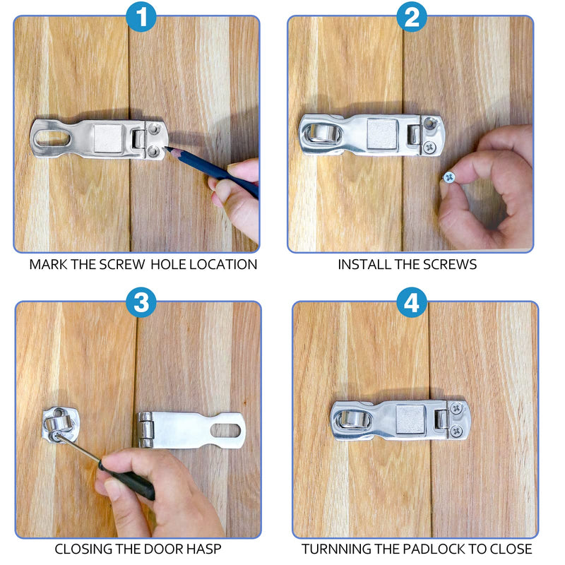 [Australia - AusPower] - 1 Pcs 3 Inch Marine Grade Door Hasp, 316 Stainless Steel Swivel Safety Hasp, Heavy Duty Door Hasp with Turning Padlock Eye Mount 1 
