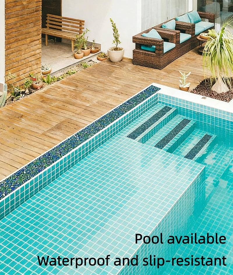 ONTWIE Pool Rubber Grip Tape 1.97In x 16.4ft, Outdoor Particle Anti Slip Tape, Blue Heavy Duty Rubber Non Slip and Waterproof Tape for Stairs Steps, Shower, Bathroom
