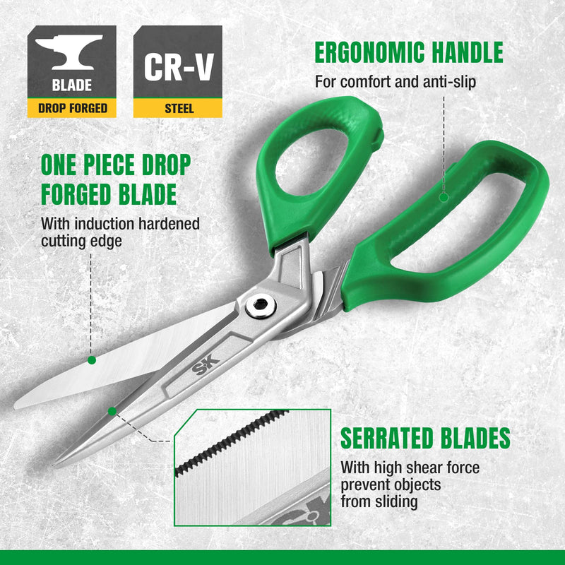 [Australia - AusPower] - SK 10" Heavy Duty Scissors, All Purpose Shears, Premium CR-V Steel Construction, One Piece Drop Forged Blades, Ergonomic Handle for Comfortable Grip 10 Inch 