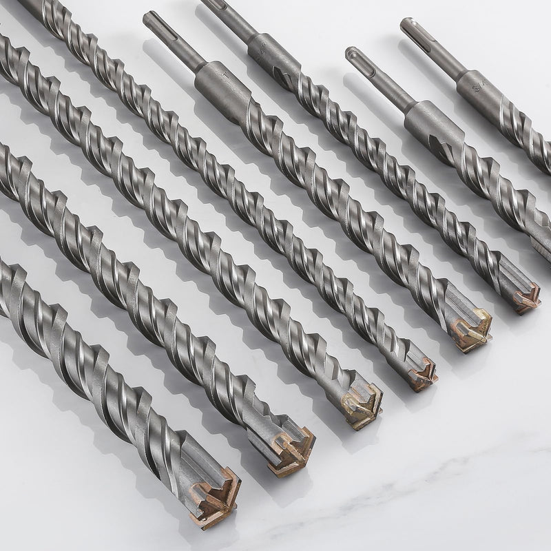 [Australia - AusPower] - Concrete Drill Bit 5pcs 3/8" X 6"-4" Cross-Type Double Thread Carbide Material Suitable for Concrete, Brick, Cement Walls, Stone, Hammer Drill Bits for Concrete 3/8 in 6" 