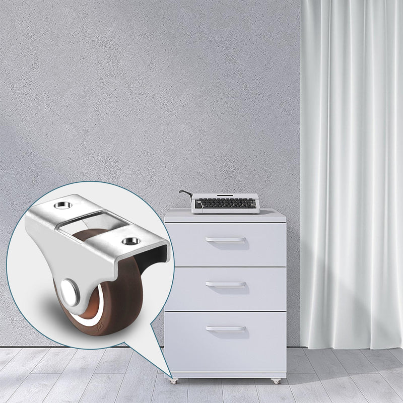 [Australia - AusPower] - Caster Wheels Rigid Fixed Non Swivel Casters, Top Plate Fixed Caster, Rubber casters (8 Pcs, 1.5 Inch) 8 