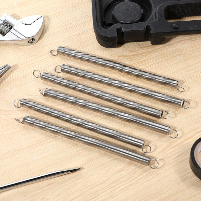 [Australia - AusPower] - 6 Pcs Extension Spring, 3/8 Inch x 6-1/2 Inch, 0.047 Inch Stainless Steel Dual Hook Tension Spring with Hook Ends for Industrial Machinery Repair Garage Door DIY 