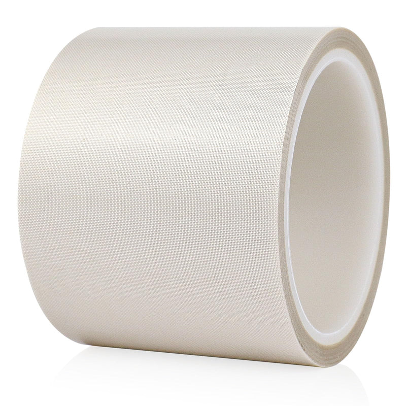 BOMEI PACK White PTFE Teflonn Glass Cloth Tape, 3inch x 33ft High Temperature Tape Fiberglass Adhesive, Heat Resistant for Fabric,High-Speed Sealing Machine,Vacuum Sealer Machine,1 Pack