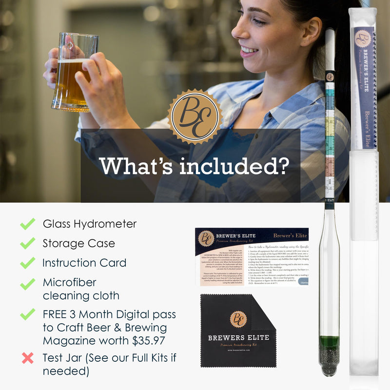 [Australia - AusPower] - Brewer's Elite Hydrometer - for Home Brew Beer, Wine, Mead and Kombucha - Deluxe Triple Scale Set, Hardcase and Cloth - Specific Gravity ABV Tester Hydrometer Set 