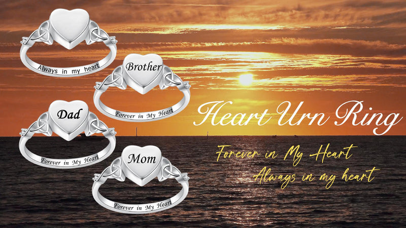 Heart Cremation Ring 925 Sterling Silver Pet Memorial Forever Loved Mom 8