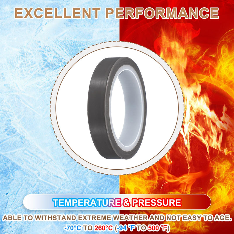 PATIKIL 0.5" x 33ft Heat Resistant Tape, High Temperature Tape PTFE Adhesive High Heat Tape Waterproof Smooth Surface for Vacuum Sealer Machine Insulation Protection, 0.18mm Thick, 2PCS 0.18x13mm