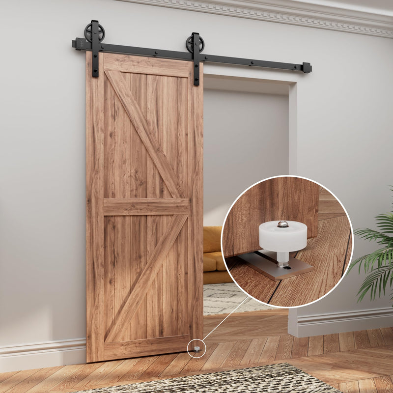 WINSOON Sliding Barn Door Floor Guide Brushed Nickel, Bottom Adjustable Roller 8 Setup Options, Flush Design Bottom Flat, Stainless Steel Barn Door Hardware Kit, 2PCS 1