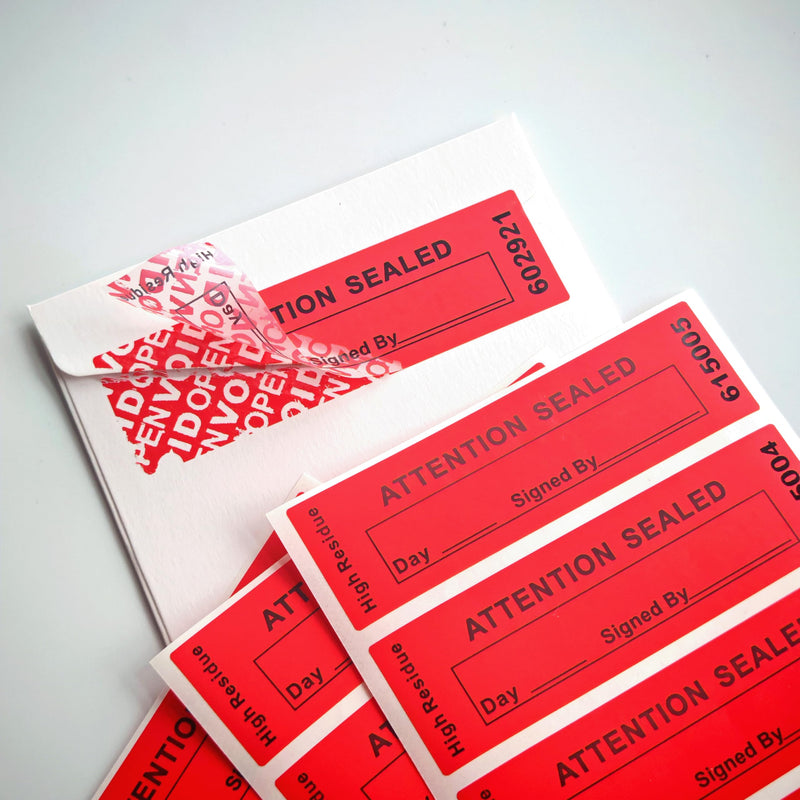320 pcs Total Transfer Tamper Evident Security Warranty Void Seals/Stickers with Serial Numbers High Security Tamper Proof for Reusable Package(1 x 3.35Inches,red) Red-320pcs