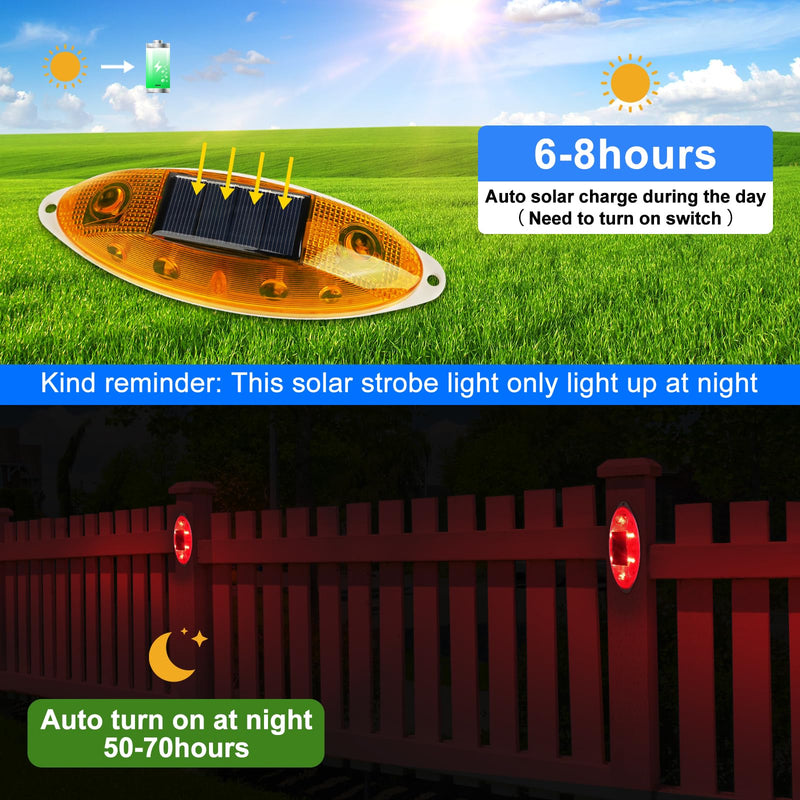Aolyty Solar Strobe Warning Light Outdoor, Bright Solar Safety Flashing Light 4 Pack Road Signs IP54 Waterproof for Construction Site, Traffic, Dock, Marine, Stop Sign (Yellow) Yellow