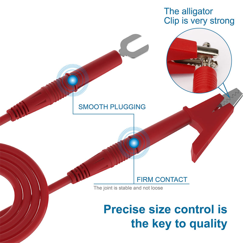 [Australia - AusPower] - Banana Plug Alligator Clip Pure Copper Fork Test Lead, Stackable 3.3ft Multimeter Flexible Test Lead Wire Cable with Protective Jack Copper Clamps for Electrical Testing (8pcs Pack) 