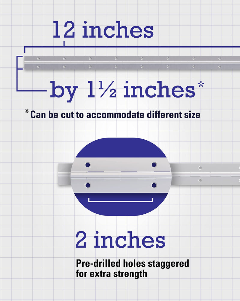 Hardware Essentials 853400 Continuous Pin 12" x 1-1/2" Stainless Steel (Pack of 2) Steel Finish 12" x 1-1/2" (Pack of 2)
