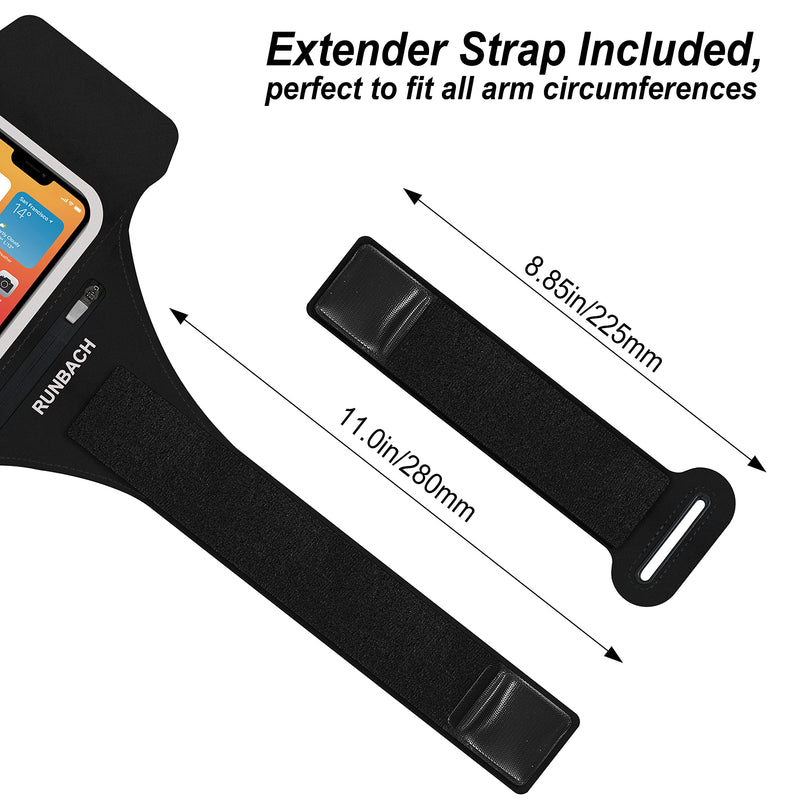 [Australia - AusPower] - Armband for iPhone 15/15 Pro/14/14 Pro/13/13 Pro/13 Mini/12/12 Pro/12 Mini/11/11 Pro/XR/XS/X/SE/8/7/6,Water Resistant Sport Armband with Zipper Slot for Airpods and Car Key (Black) Black 