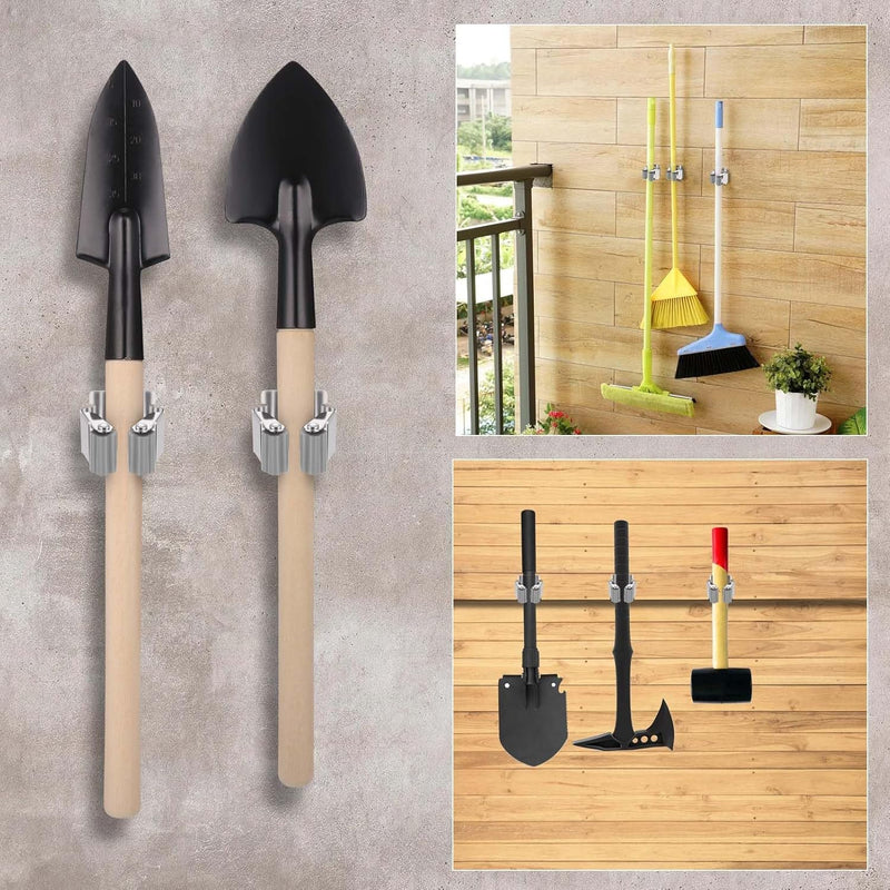 KAHEIGN 12-Piece Tool Holder Set, Broom Holder, Wall Garden Tool Holder, Broom Holder, Wall, Stainless Steel Wall Mount for Mop, Broom, Shovel, Garden Tools, Tool Holder Home Garden