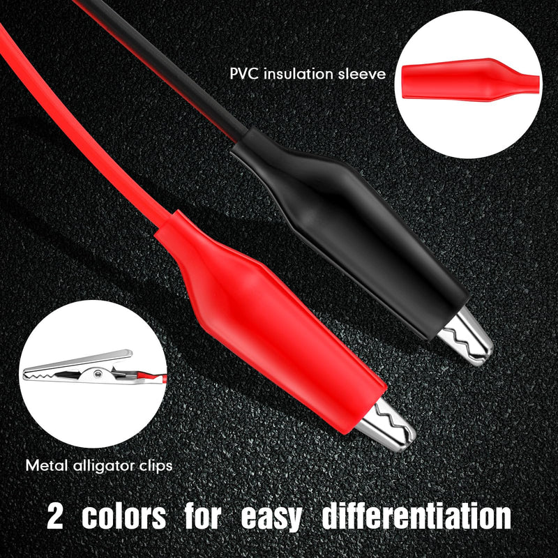 [Australia - AusPower] - EBOOT 20 Pcs Alligator Clips Electrical, 40 Inches Test Leads with Alligator Clips, Double-Ended Jumper Wires for Electrical Testing, Circuit Connection, Experiment 10 