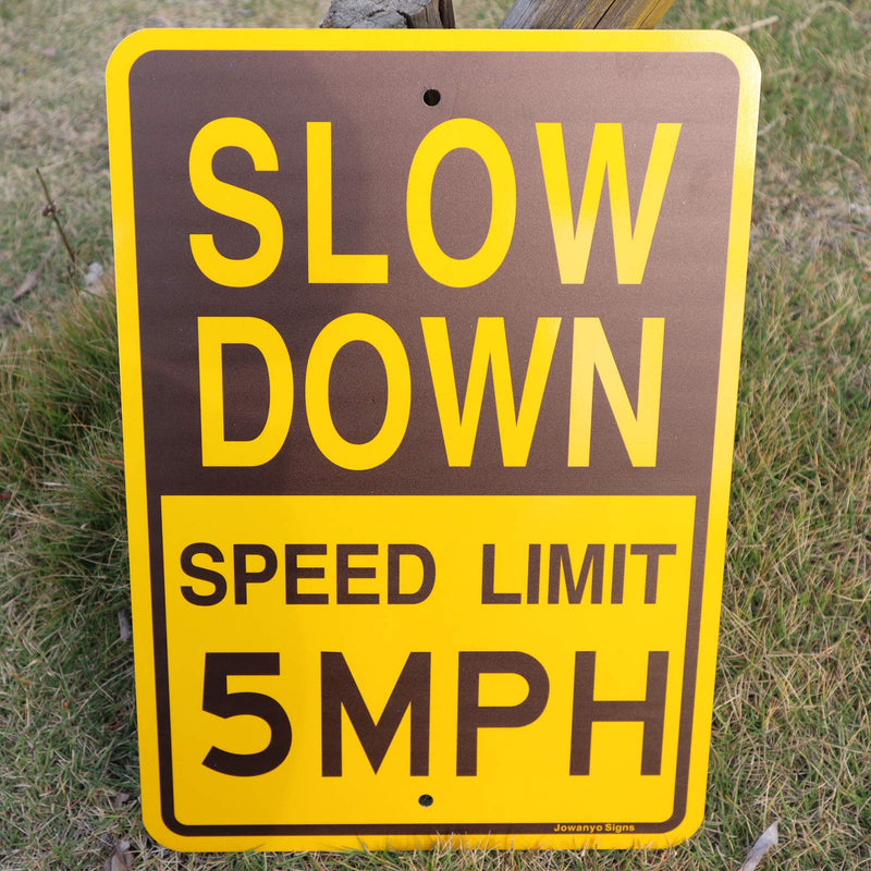 Slow Down Speed Limit 5 MPH Sign,Traffic Sign,17 x 12 inches,Reflective Aluminum,UV Protected,Weather Resistant,Waterproof,Durable Ink,Outdoor Use,Easy to Mount(2 Pack) SLD5/2pcs