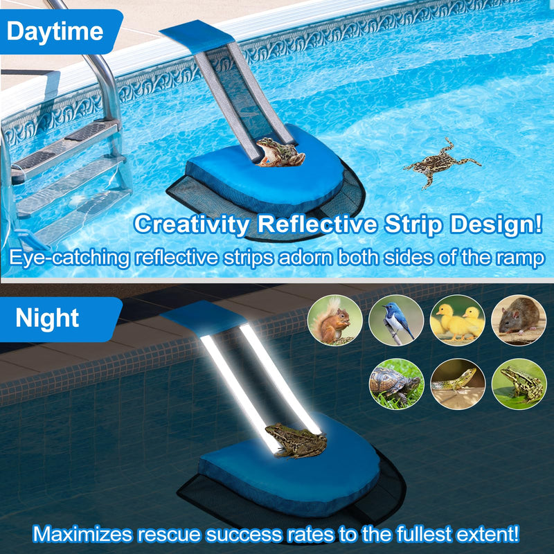 [Australia - AusPower] - Pro Pool Animal Critter Escape Ramp 2Pcs Frog Saver Pads Ladder for Swimming Pools Lily Pad for Frogs Float Life Saving Wildlife Duck Duckling Creature Rescue Bridge Log Maintenance Kits Accessories Blue-2Pack 