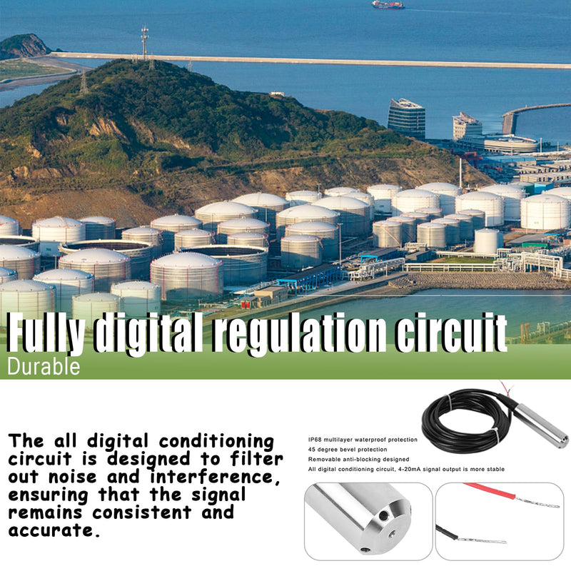 [Australia - AusPower] - TL 136 Liquid Level Transmitter Automatic Water Level Controller Liquid Level Sensor Water Level Sensor Probe 24VDC 4 to 20Ma Signal Output for Measurement of Water (0‑2meter Range) 0‑2meter Range 