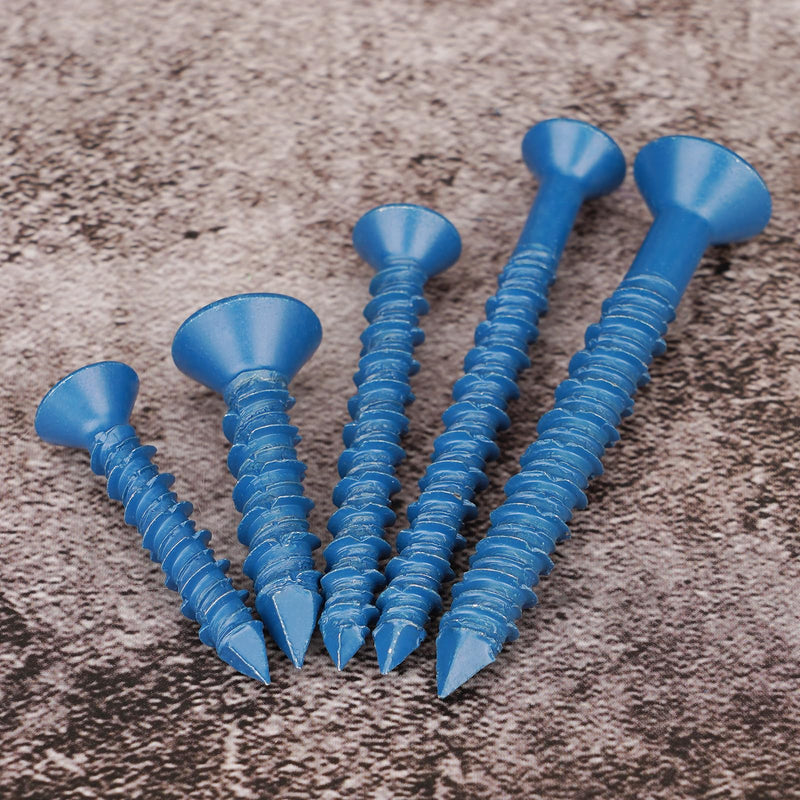 80 Packs, Concrete Screw Anchor, 3/16" x 1-1/4", Blue Flat Head Screws for Anchoring to Masonry, Brick, Block, Cement or Stucco 3/16" X 1-1/4" 80pcs