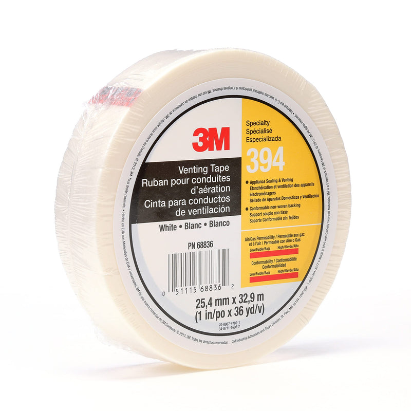 3M Vent Tape 394, White, 1 in x 36 yd, 4 mil