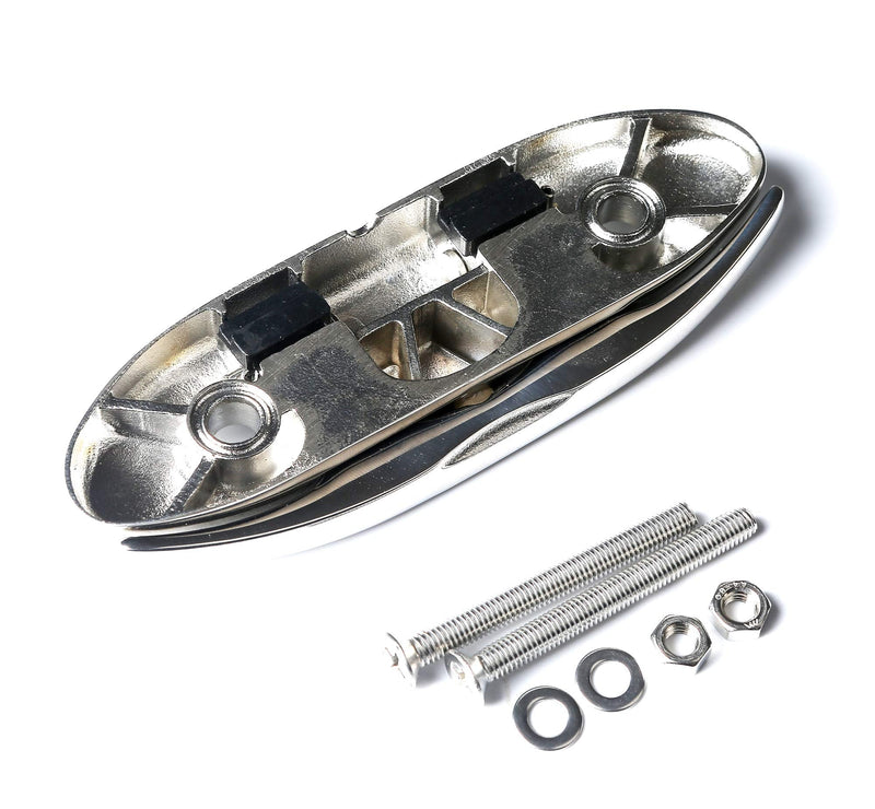 MX Boat Folding Cleat,Flip Up Marine Stainless Steel 4-1/2" Black Dock Fold Cleats W/Fasteners and Back Plates Silver,2pcs