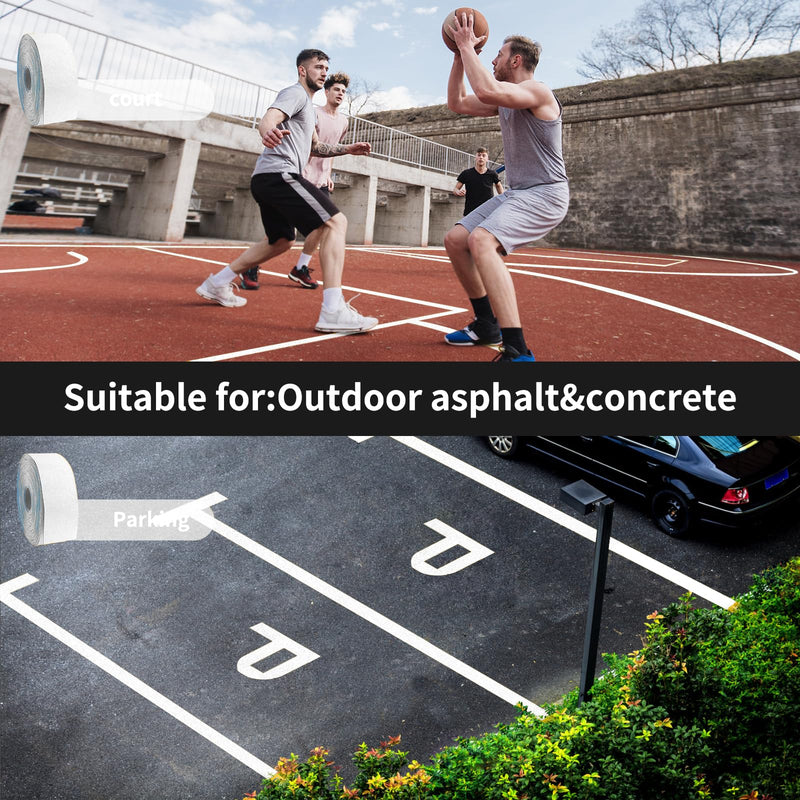 Reflective Pavement Marking Tape Slip-Resistant and Durable, Heavy-Duty Rubber Base for Outdoor Applications, Perfect for Driveways, Walkways, and Parking Areas (White, 2 Inch X 18 Feet) White