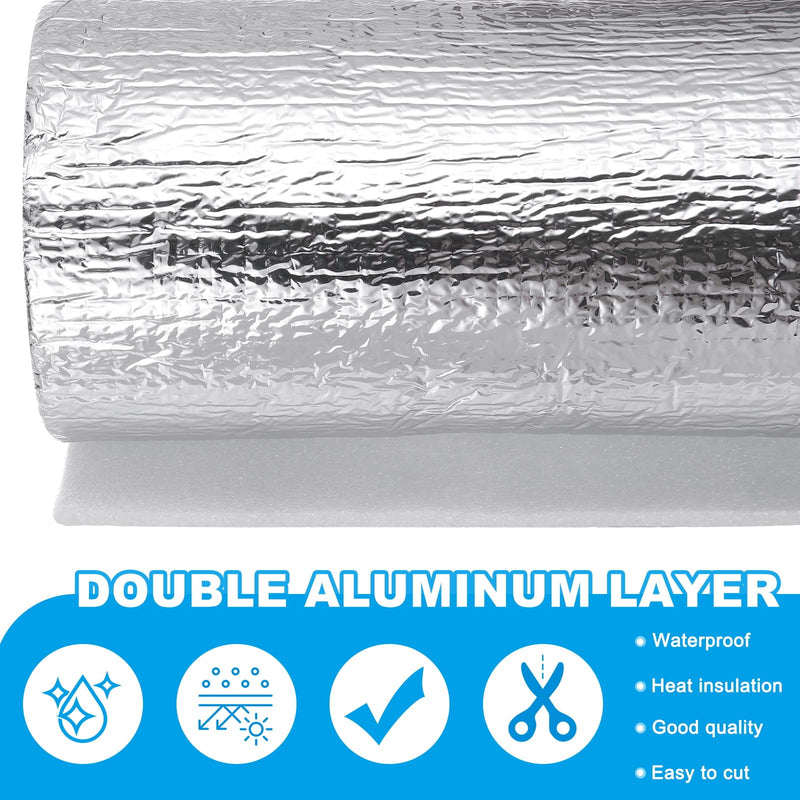 PATIKIL Reflective Insulation Foam Core Radiant Barrier 16" x 60" Double Side Foil Cold and Heat Shield Thermal Insulation for Ceilings,Walls,Window,Steel Buildings,Roofing 16" x 60"