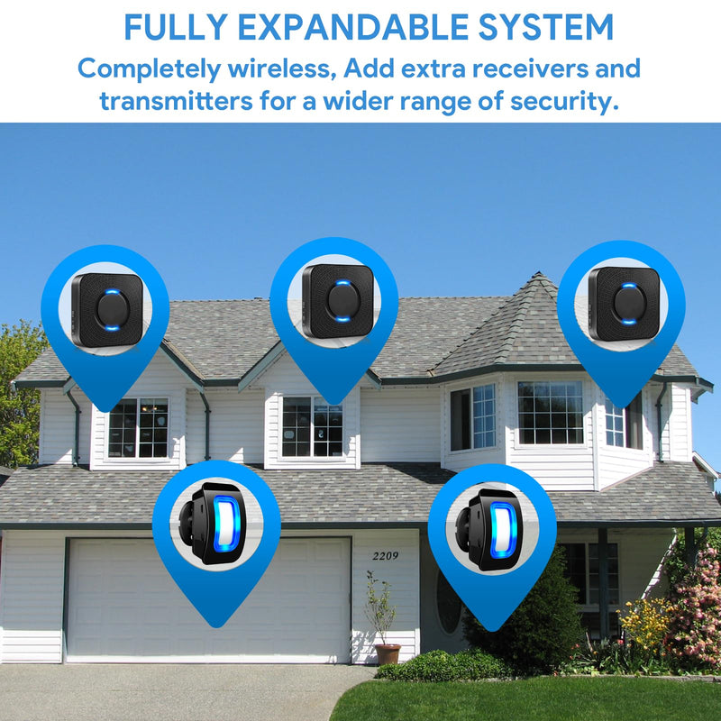 [Australia - AusPower] - Wireless Motion Sensor LED Light - Motion Detector Alarm Chimes Door Sensor with 500 FT Range Security Alert Monitor System for Home, Business, Store, Office, School A 1 Receiver+1 Sensors 