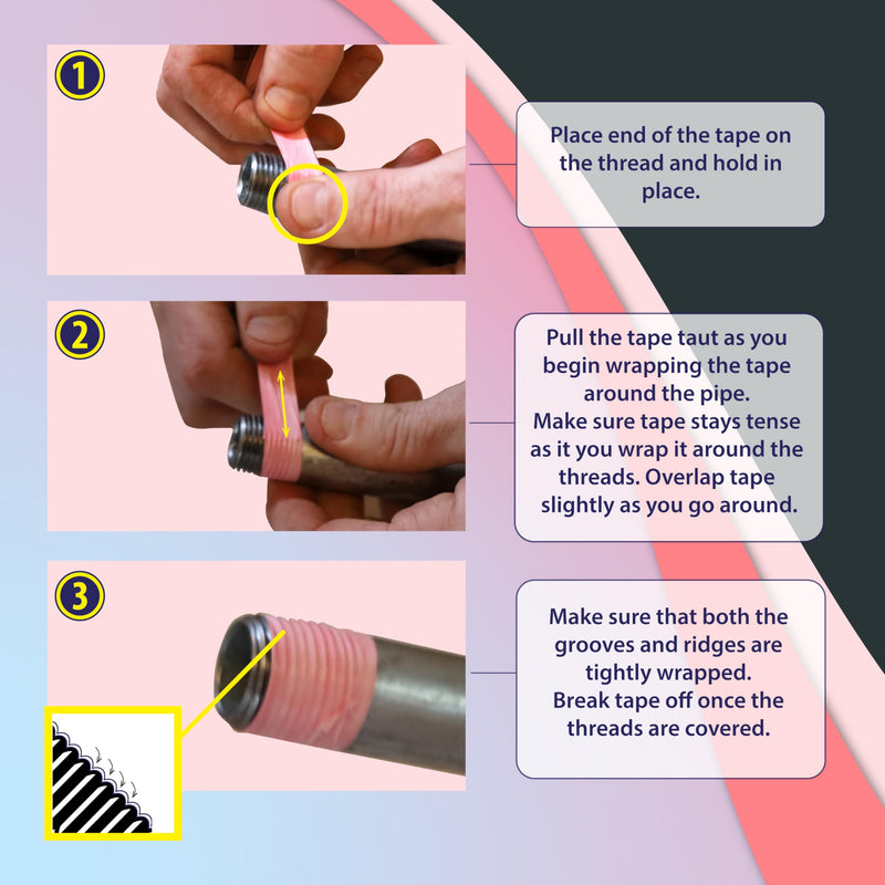 Gasoila Pink PTFE Thread Seal Tape – Professional-Grade High-Density Thread Tape for Water Lines – Leak-Proof Seal, Non-Toxic (1/2 Inch x 260 Inch Roll) 1/2 Inch x 260 Inch Roll