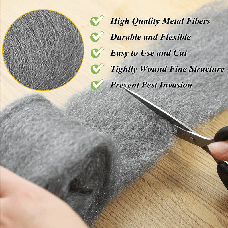 [Australia - AusPower] - 2Pack Steel Wool Pads for Mice Control, Fill Fabric DIY Kit, Coarse Wire Mesh Roll Hole Filler for Mouse, Hardware Cloth Gap Blocker for Holes/Wall Cracks/Pipeline/Siding/Vents in Garden House (13FT) 2-Pack 