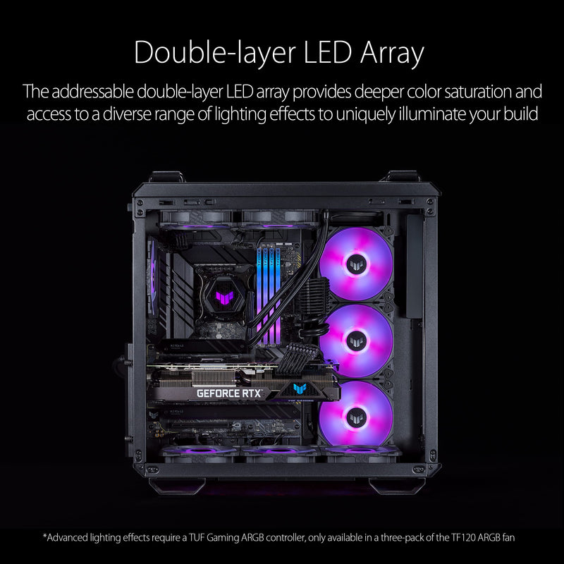 [Australia - AusPower] - TUF Gaming TF120 ARGB Case Fan - Single Pack (1 Piece, Aura Sync, Quiet Addressable ARGB Fan, PWM Control) black TUF 