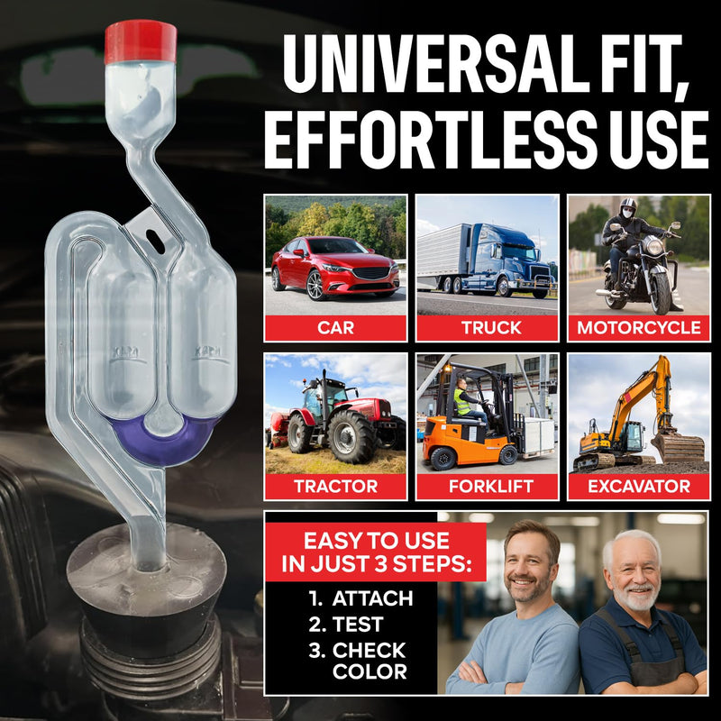 [Australia - AusPower] - Combustion Leak + Head Gasket Test Kit - Over 100 Tests - Includes 8oz Leak-Detection Fluid, Tester + Nozzle - Made in USA - Detect Leaks Quickly For Most Engine Systems - Fuel, Boost, Coolant & More 