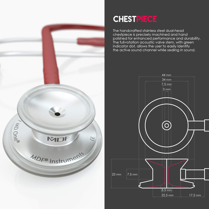[Australia - AusPower] - MDF Instruments MD One Stainless Steel Stethoscope, Adult, BurgandyTube + LUMiNiX Medical Professional Penlight 