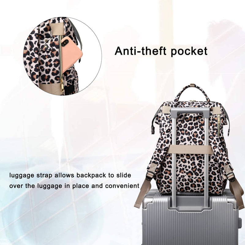 [Australia - AusPower] - Leopard Women Laptop Backpack, College School Backpack Bookbag 15.6 Inch Computer Backpacks for Work Business Travel Leopard 