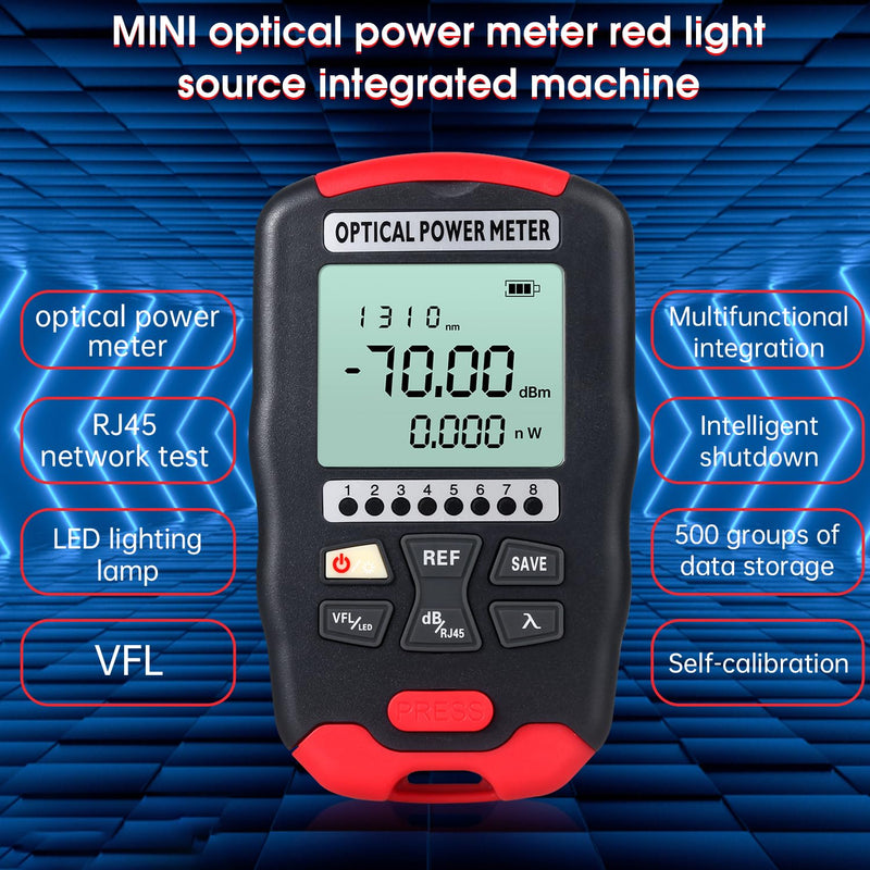 [Australia - AusPower] - Fiber Optic Tester Portable Fiber Light Meter FC/SC/ST Universal Interface Fiber Tester Built-in 15Km Visual Fault Locator (OPM&VFL) with 1pc FC to LC Adapter OPM&VFL 15Km 
