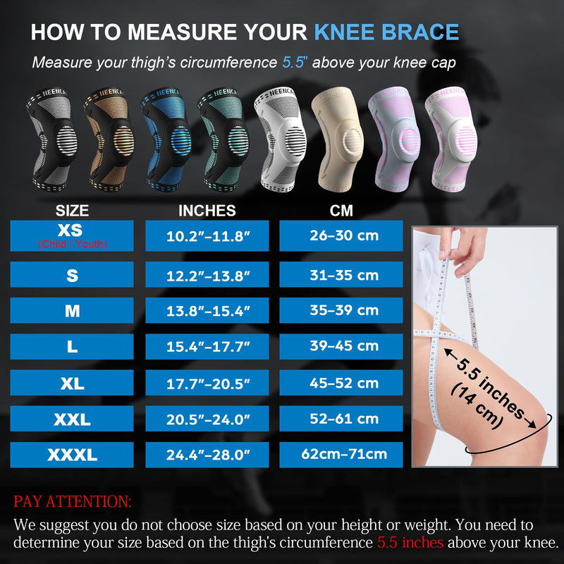[Australia - AusPower] - NEENCA Knee Brace for Women & Men, Medical Knee Support with Patella Pad & Side Stabilizers, Knee Compression Sleeve for Knee Pain, Meniscus Tear, ACL, Joint Pain, Runner, Workout - FSA/HSA Eligible XXX-Large Blue 