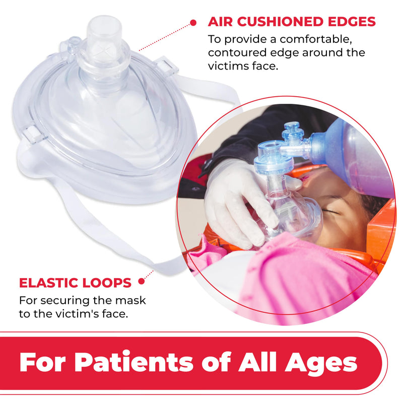[Australia - AusPower] - CPR Rescue Mask, Adult/Child Pocket Resuscitator, Hard Case with Wrist Strap + Gloves & Wipes - 4 Pack 4 Count 