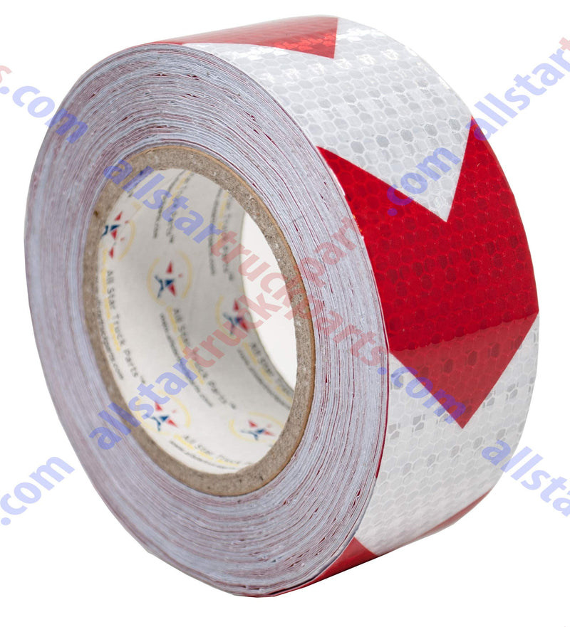 All Star Truck Parts Red Arrow Reflective Tape, 2" Hazard Warning Tape Waterproof - High Intensity Reflector Conspicuity Safety Tape Strong Adhesive Crystal Lattice Red White Arrow (2 in x 30 FT) 2 IN x 30 FT