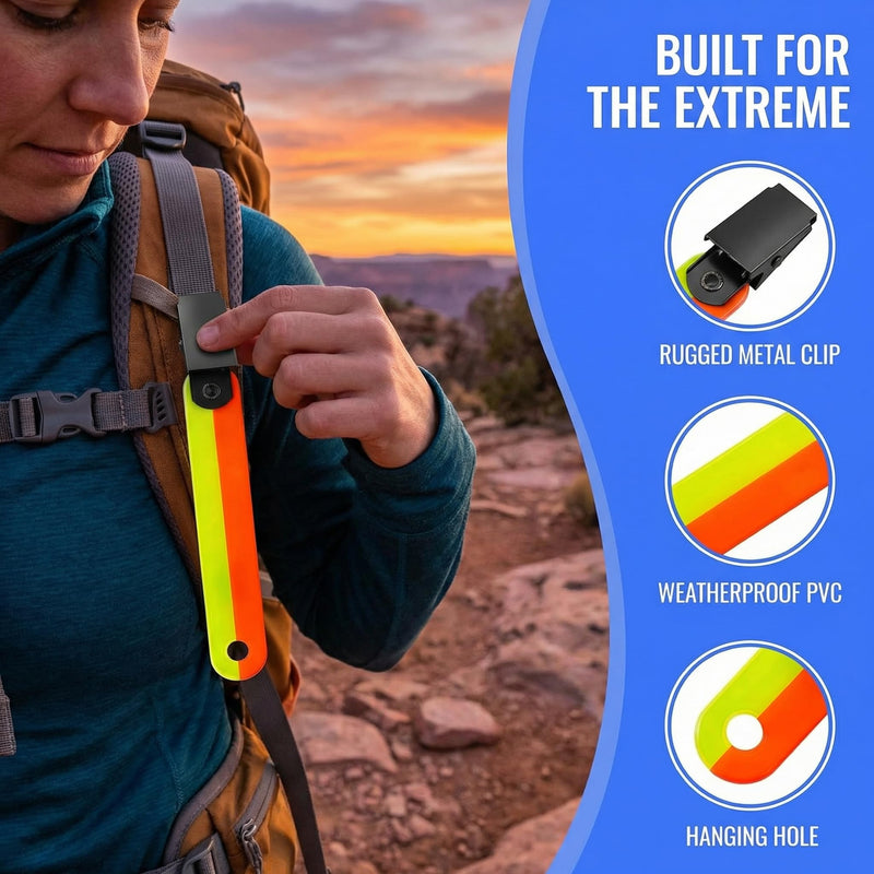 Little World 48-Pack High Visibility Reflective Trail Markers - 4" Fluorescent Orange Clips for Hunting, Hiking & Outdoor Navigation
