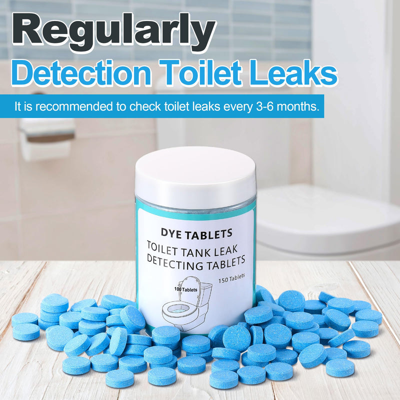 Demissle 150 Pcs Toilet Leak Detection Tablets, Blue Dye Tablets with Storage Bottle, Detect Silent Tank Leaks, Water Tracer Dye for Bathroom Toilets Detection