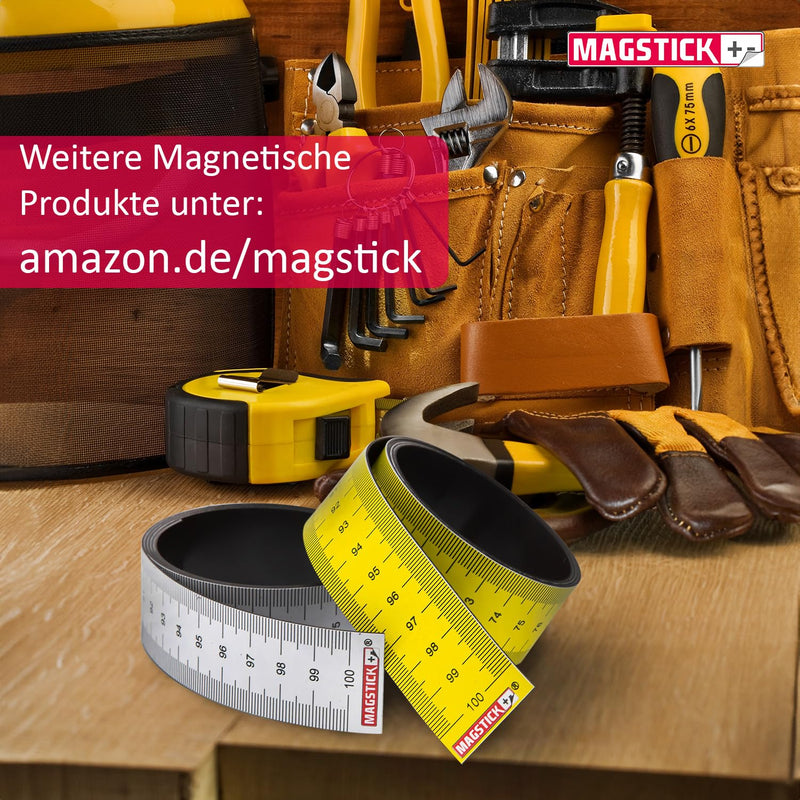 Magstick mag203 Magnetic Tape Measure 1 Meter White Flexible | Ruler Magnetic Labeling Tape Tool Flexible Tape Measure 100 cm Magnetic Back Flexible Magnetic Tape 1 mm 2-1000 x 30 mm